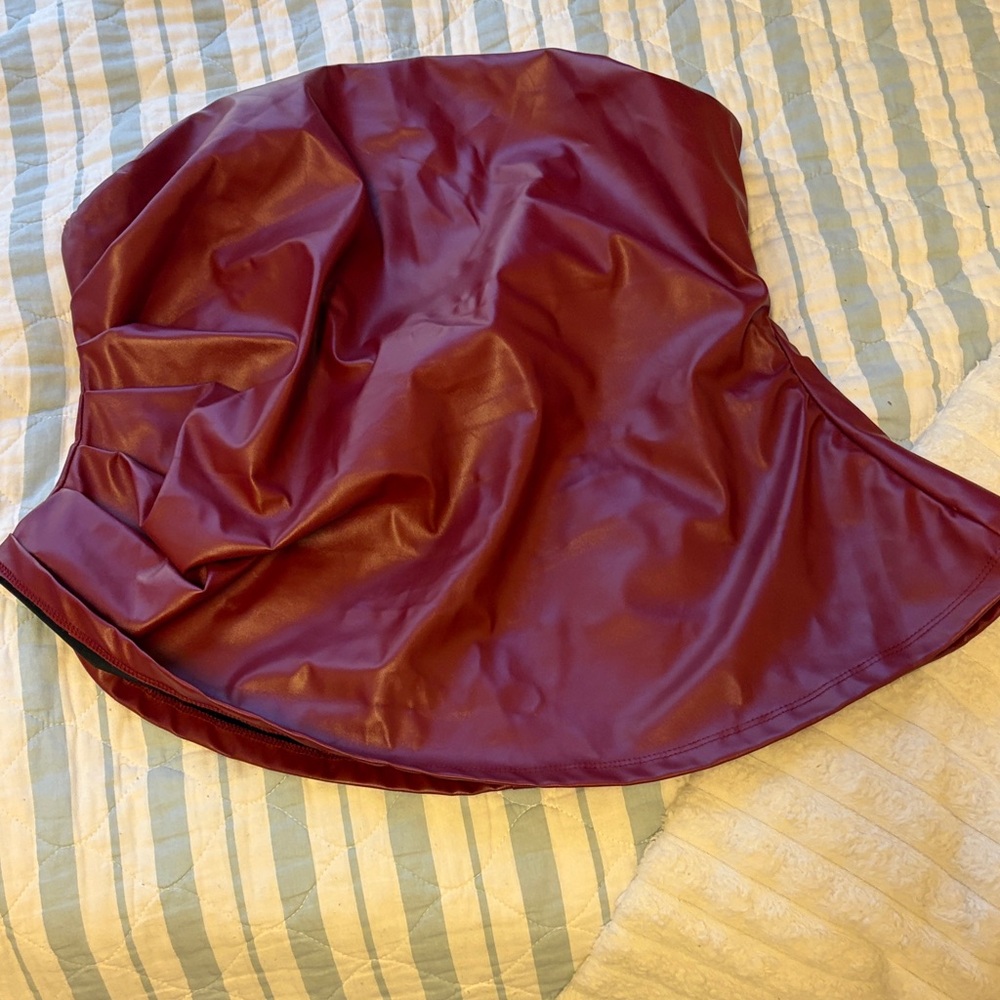 Burgundy Zip Up Asymmetrical Bodysuit